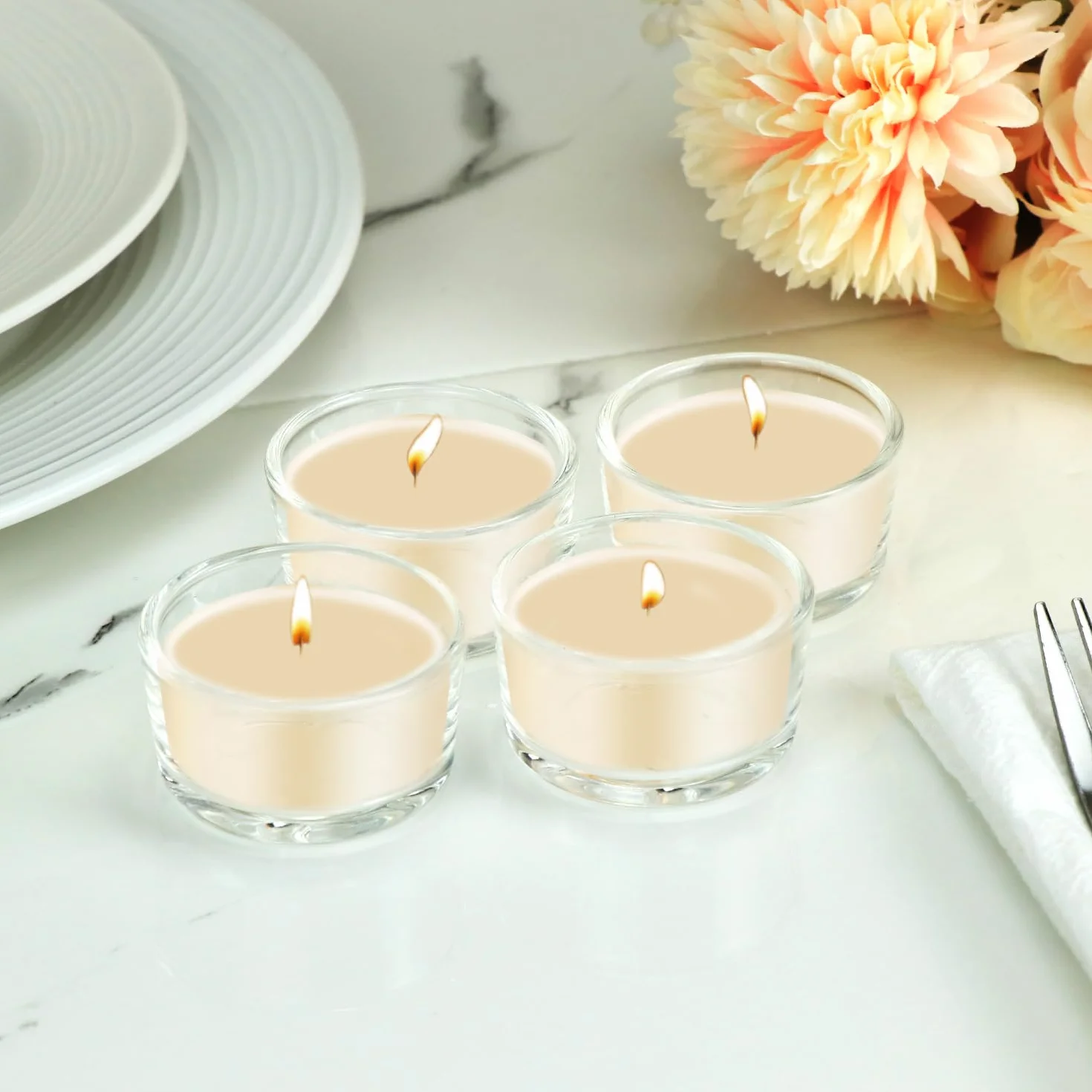 QWORK 15 Pièces Porte-Bougies en Verre Chauffe Bougie 4,5 cm pour Mariages