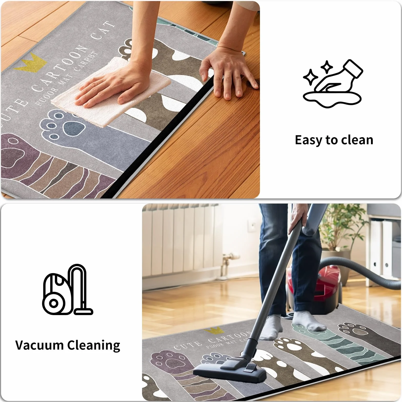 Tapis de cuisine lavables anti-fatigue antidérapants absorbants d'eau 40 x 120 cm Lot de 2