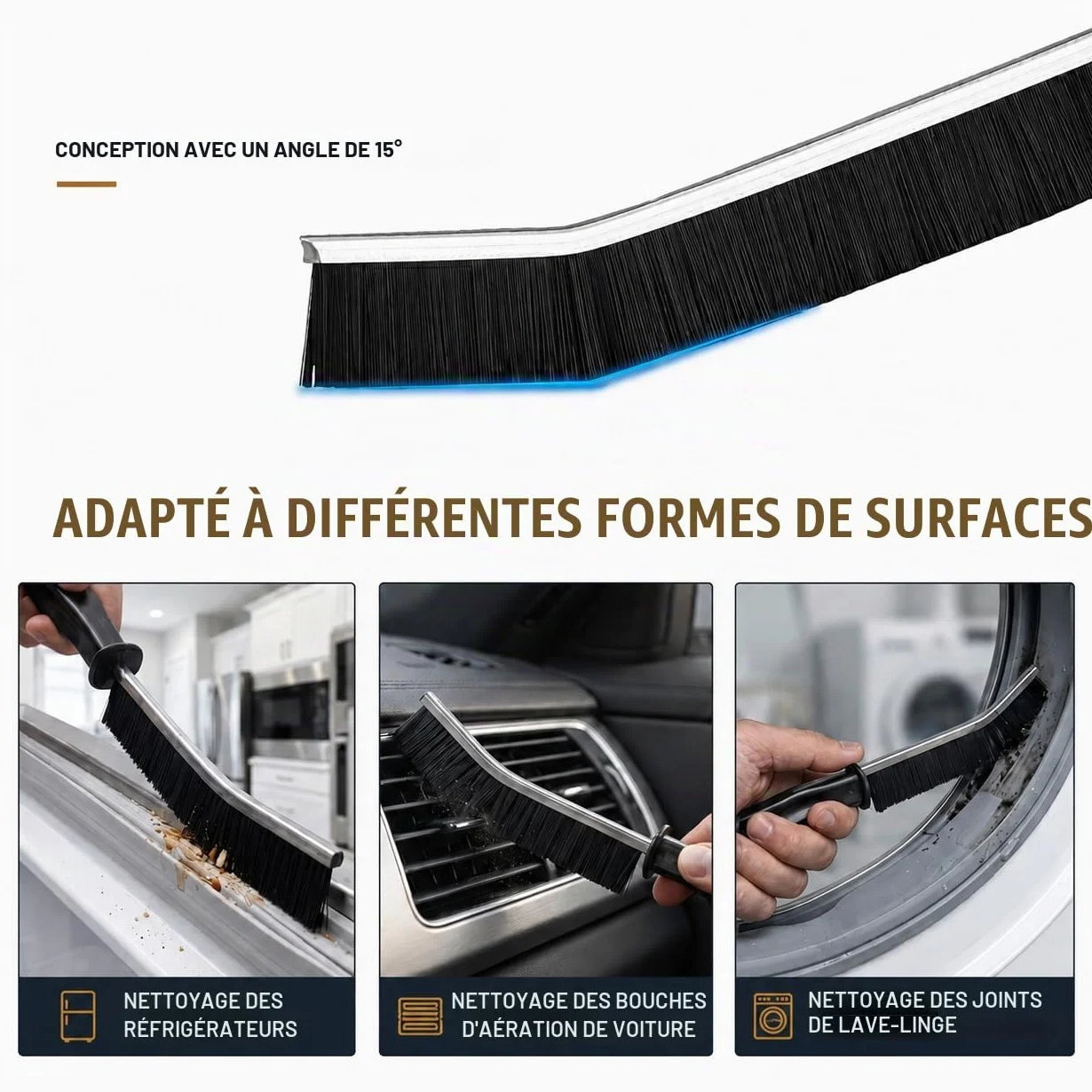 Brosse à Joints à Poils Durs pour Nettoyer Coins et Fentes, Carrelage, Salle de Bain, Cuisine