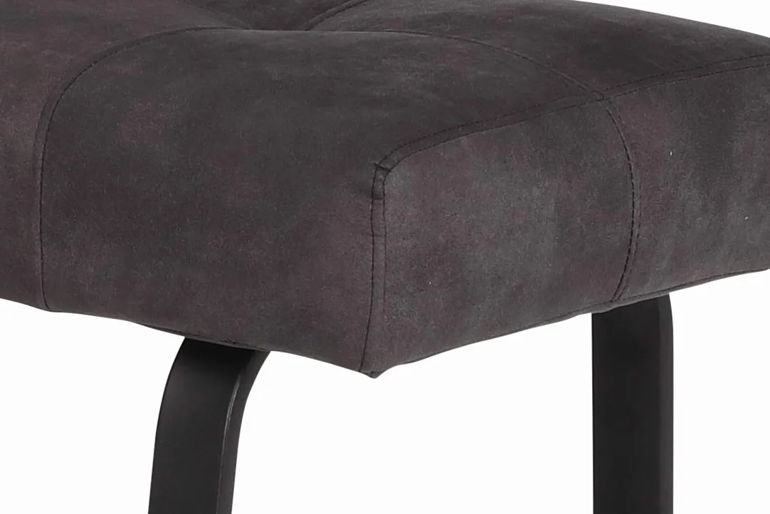 Hela Tische Banc D'angle Avec Dossier Microfibre Anthracite Piètement Métalliques 202 x 152 x 92 cm