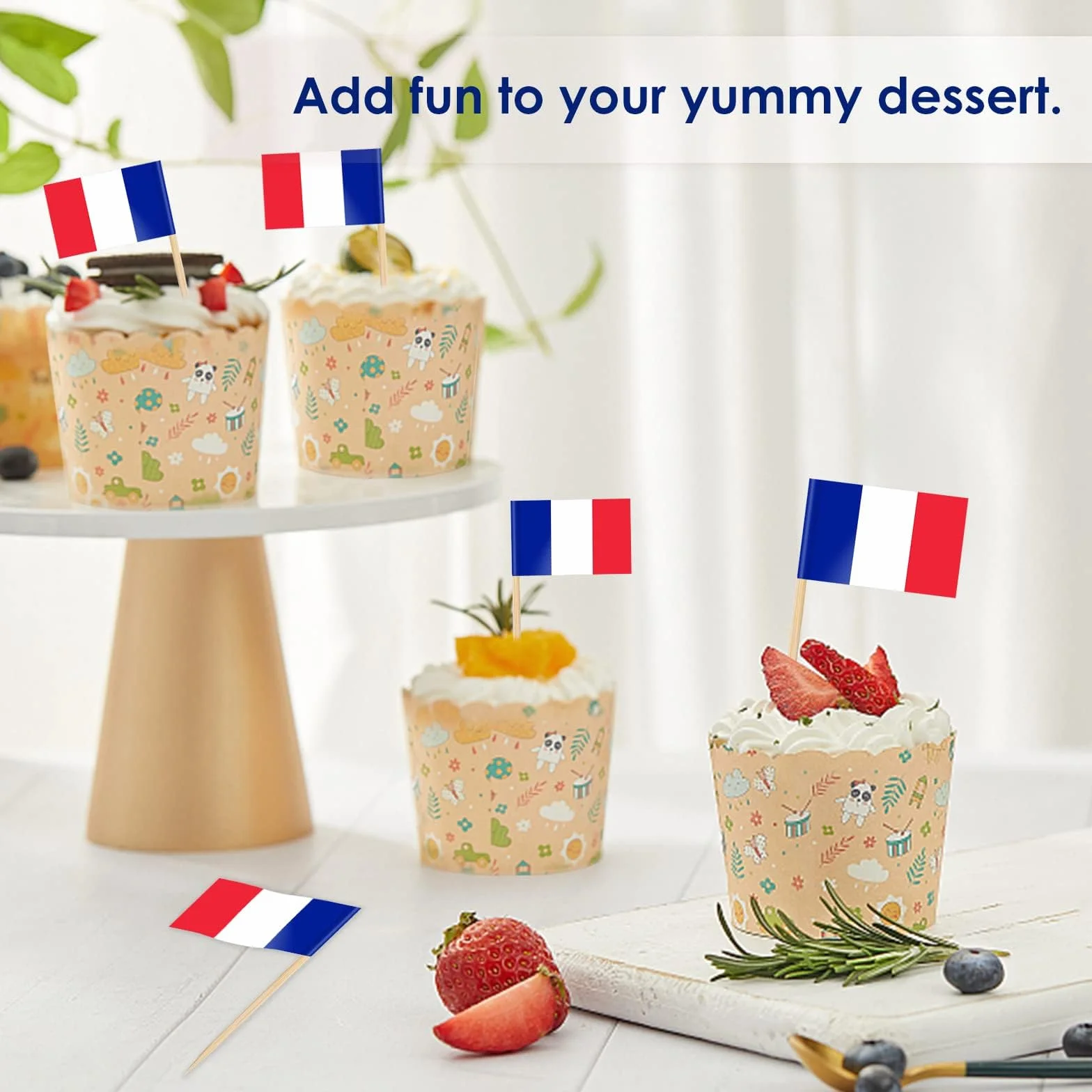 Drapeau Cure-dent France 100PCS Pic Francais Topper Coupe Décoration Jardin Bar Fête