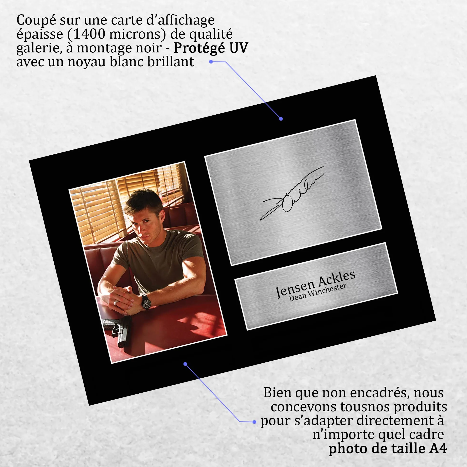 A4 Supernatural Jensen Ackles Cadeaux Imprimé Signé Autographe Photo