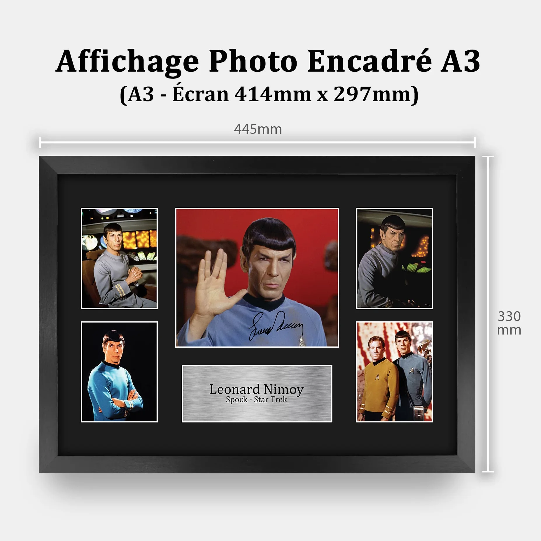 Leonard Nimoy Star Trek A3 Cadeaux Imprimé Signé Autographe Photo Encadré