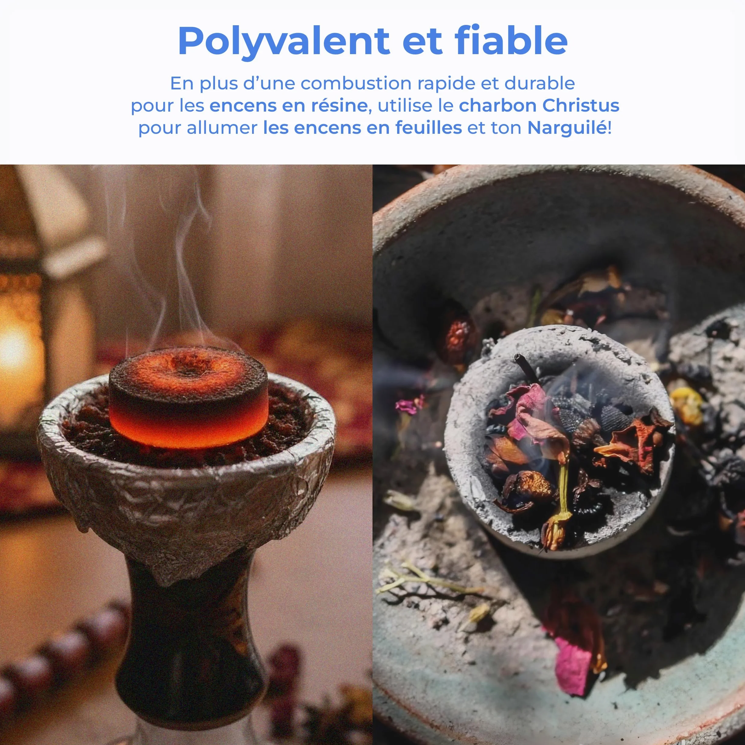100 Charbons pour Encens et Narguilé Ø 33 mm - Naturels, Allumage Rapide