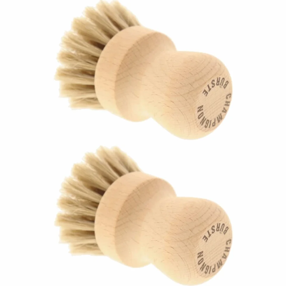 HOFMEISTER lot de 2 brosses à champignons en crin de cheval et bois de hêtre