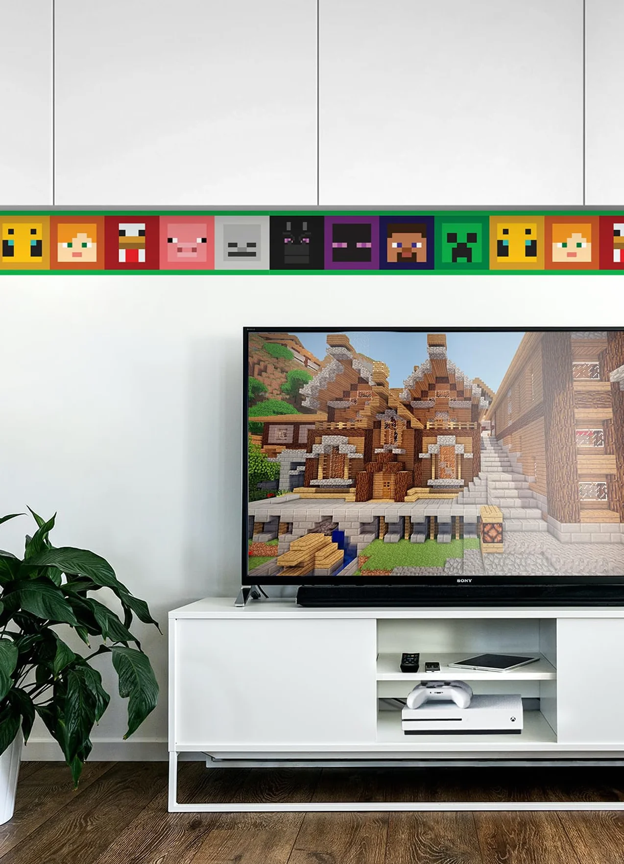 RoomMates Minecraft Iconic Faces Frise de papier peint autocollant