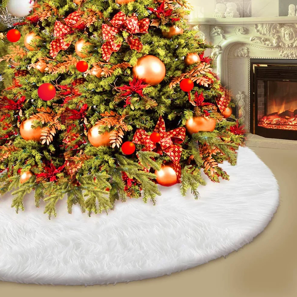 Jupe de Sapin de Noël Blanc Peluche Neige 78cm HOWAF