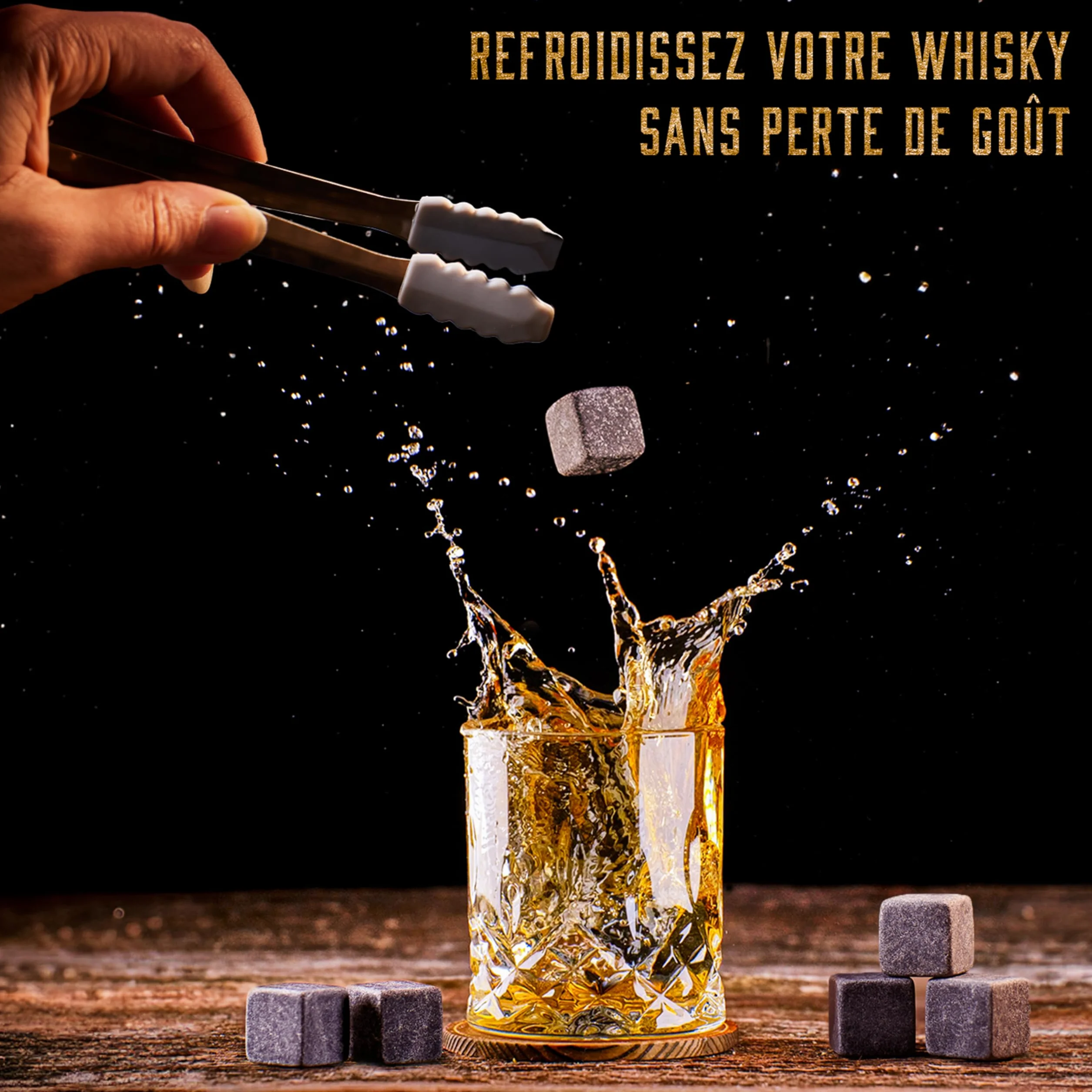 Set de Verre à Whisky Coffret Cadeau Homme 310ML 8 Pierre à Whisky