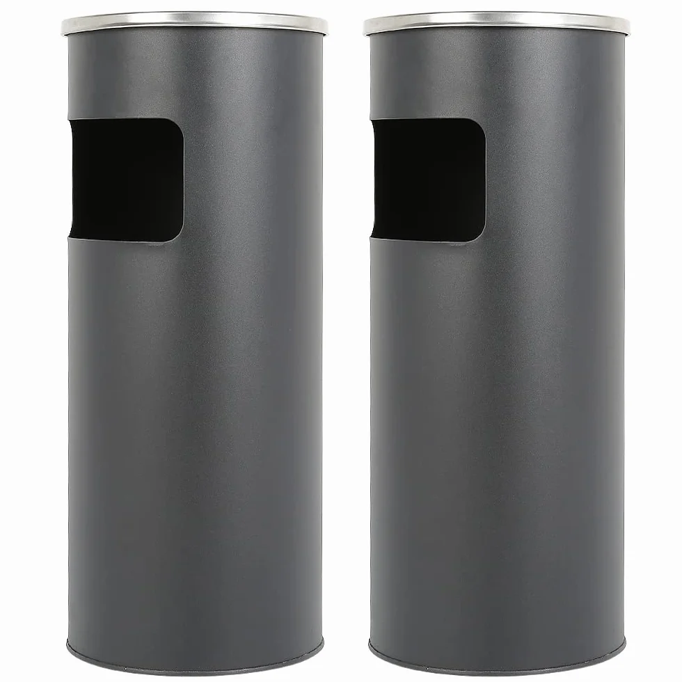 Poubelle Extérieure sur Pied 30L Noir 2PC - Bac à Ordures de Cuisine avec Seau Intérieur 25x25x60cm