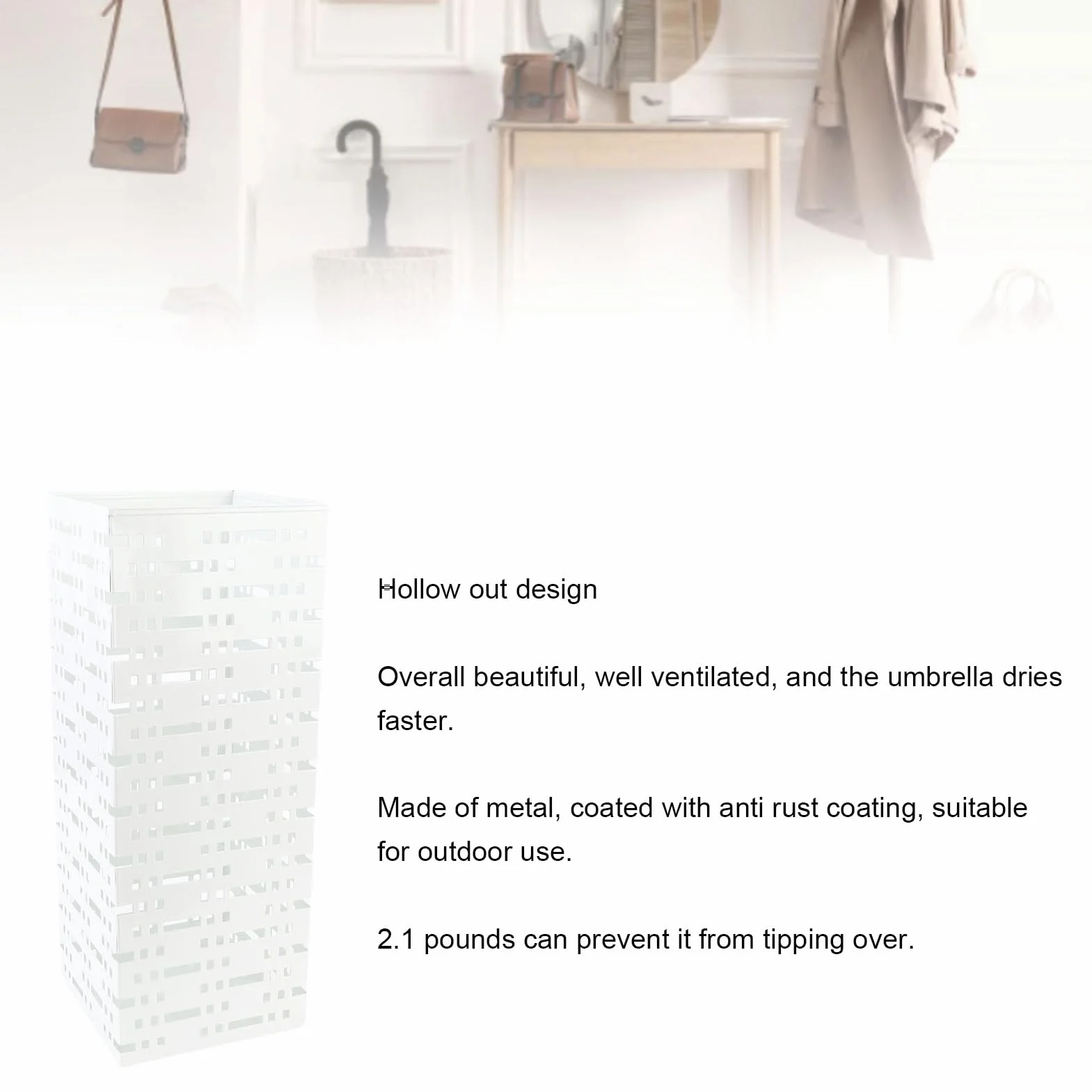 Porte-Parapluie en Métal Yinhing, Support de Parapluie 16,5" H x 6,5" L x 6,5" P pour Entrée