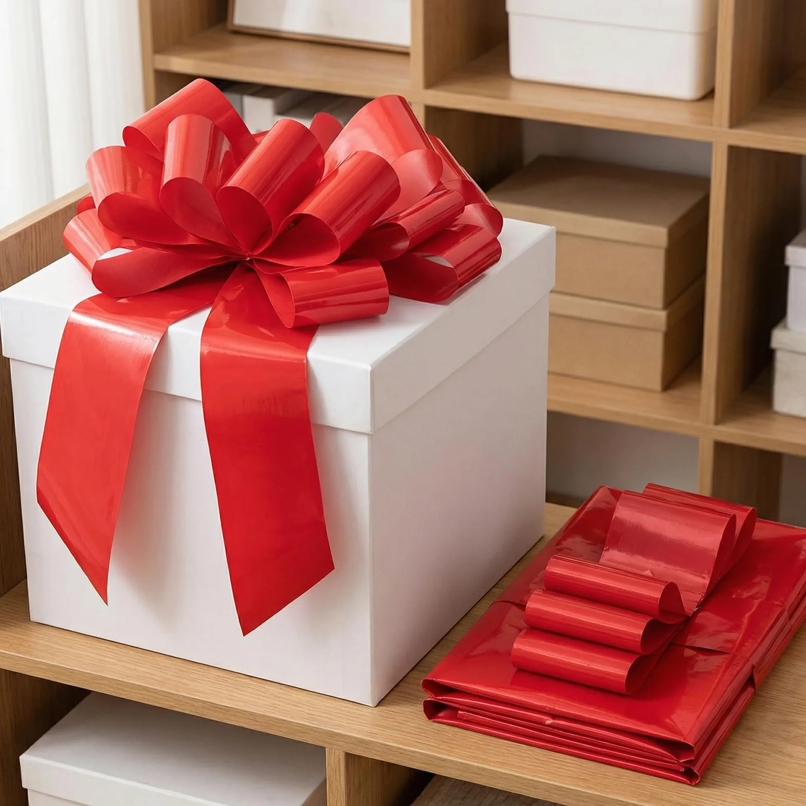 Grand Nœud Rouge 76 cm, Noeud Géant Décoratif pour Cadeau Voiture Mariage Anniversaire Noël
