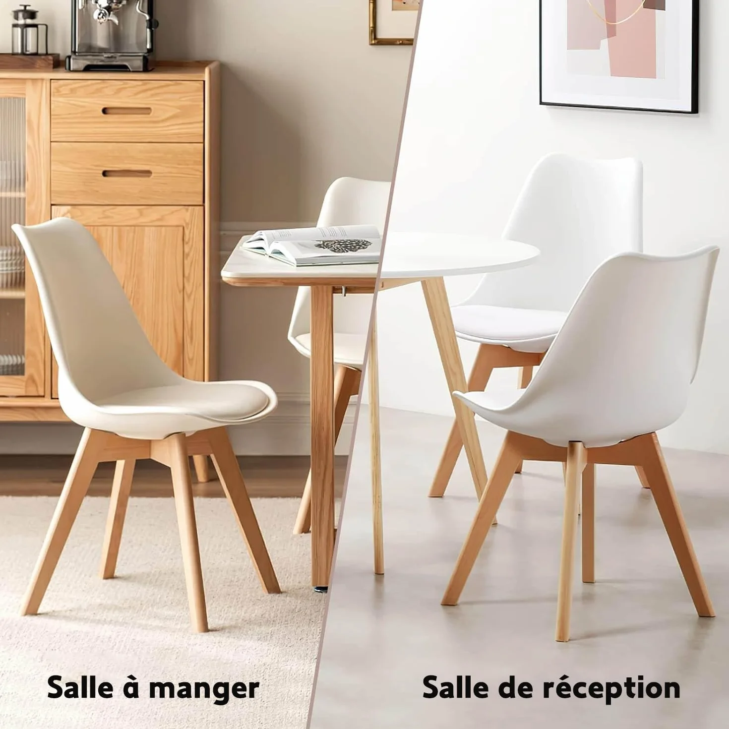 Chaises Salle à Manger Scandinave Lot de 4 Blanc