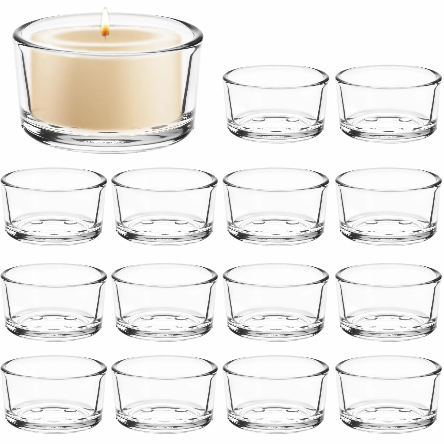 QWORK 15 Pièces Porte-Bougies en Verre Chauffe Bougie 4,5 cm pour Mariages