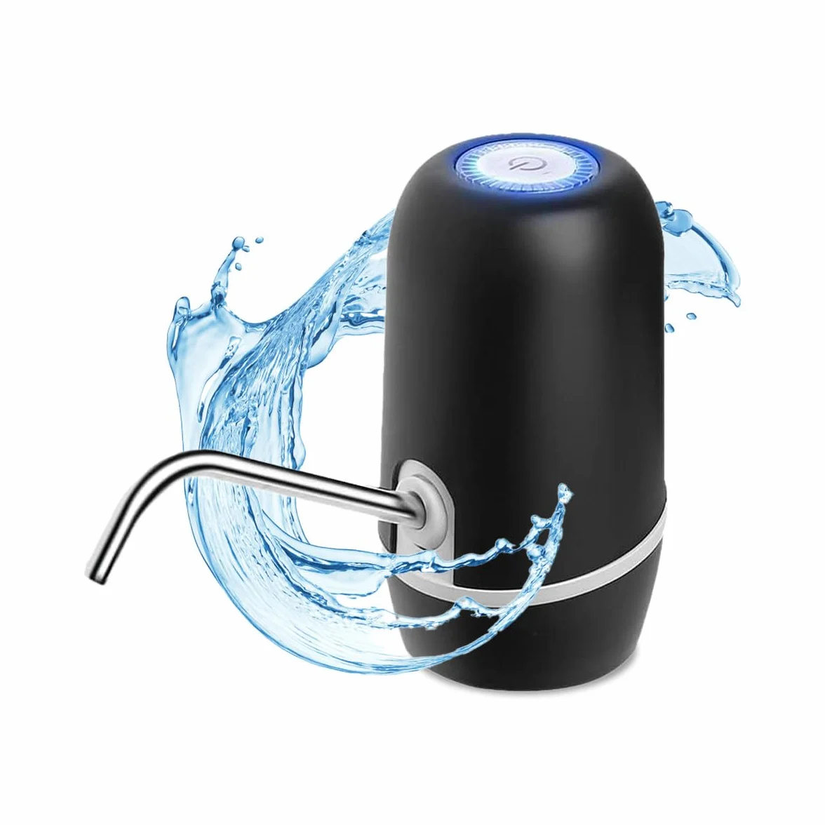 Distributeur d'eau en Bouteille Automatique USB, Acier, sans BPA, Eau Froide, 1200mAh, 1.5-18.9L, Noir
