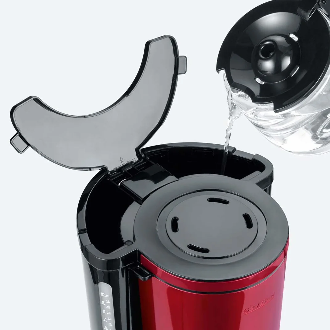 SEVERIN Cafetière Filtre 1000W 1,4L 10 tasses Porte-filtre amovible Anti-goutte Noir Rouge KA 4817