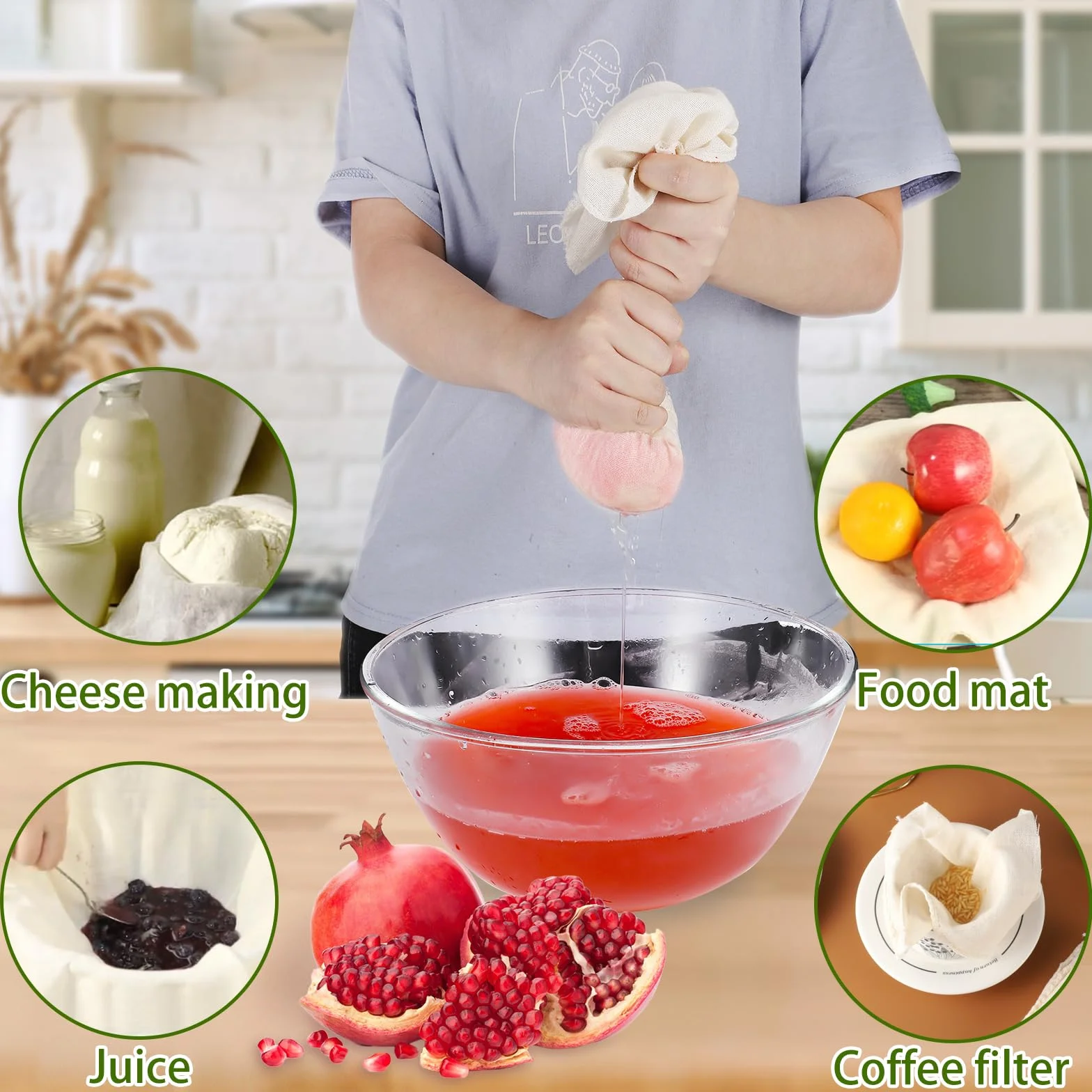 Etamine Alimentaire 50 x 50 cm Chiffon Cuisine Réutilisable Grade 100 Fine Tissu Non Blanchi Lavable pour Filtrer Jus Fromage Thé