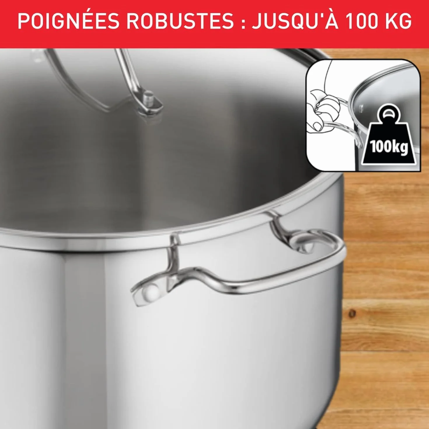 Tefal Intuition XL Marmite 36 cm 17.5 L Induction Acier inoxydable 18/10 Couvercle en verre