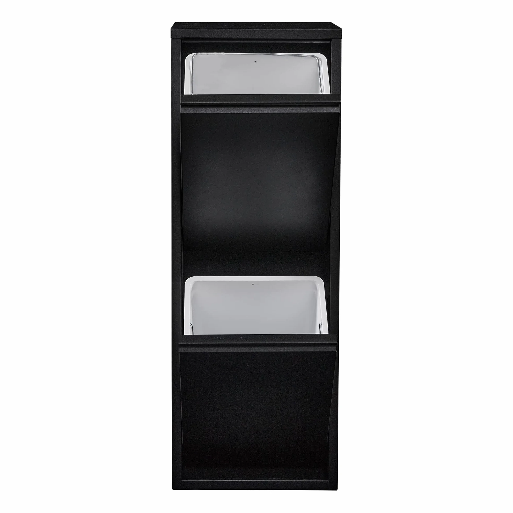 Poubelle de Recyclage Murale 2 Compartiments Inclinables 14L Noir 93 x 33 x 25 cm