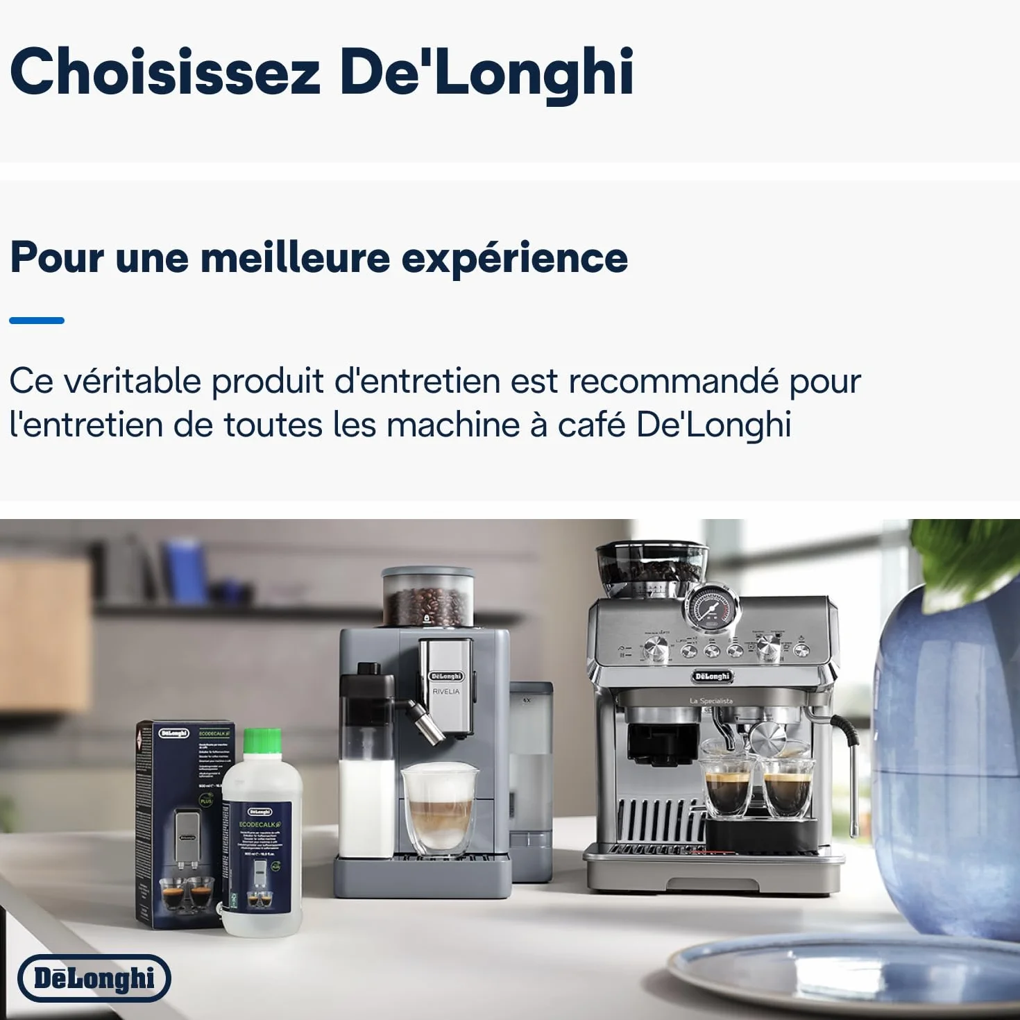 De'Longhi EcoDecalk DLSC502 Détartrant pour Cafetières Expresso Broyeur 2 x 500 ml