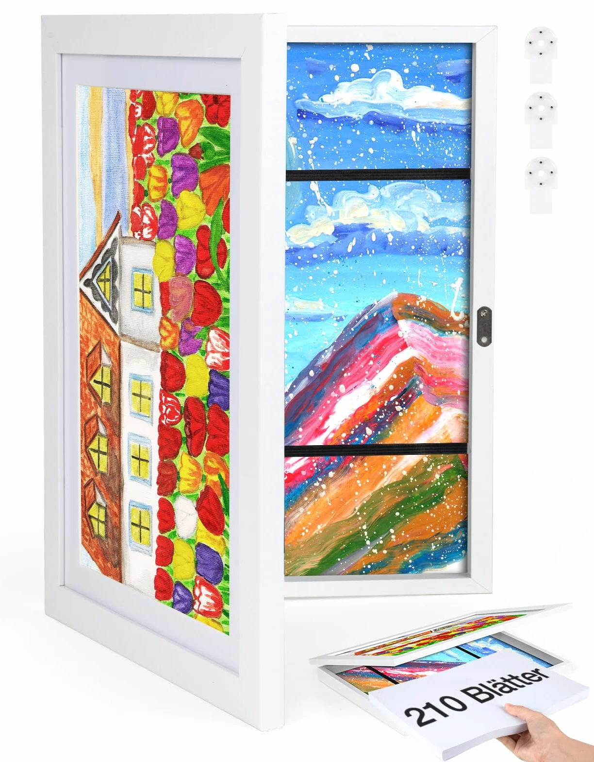Cadre photo A4 bois épais 25x34x4 cm Blanc rabat interchangeable