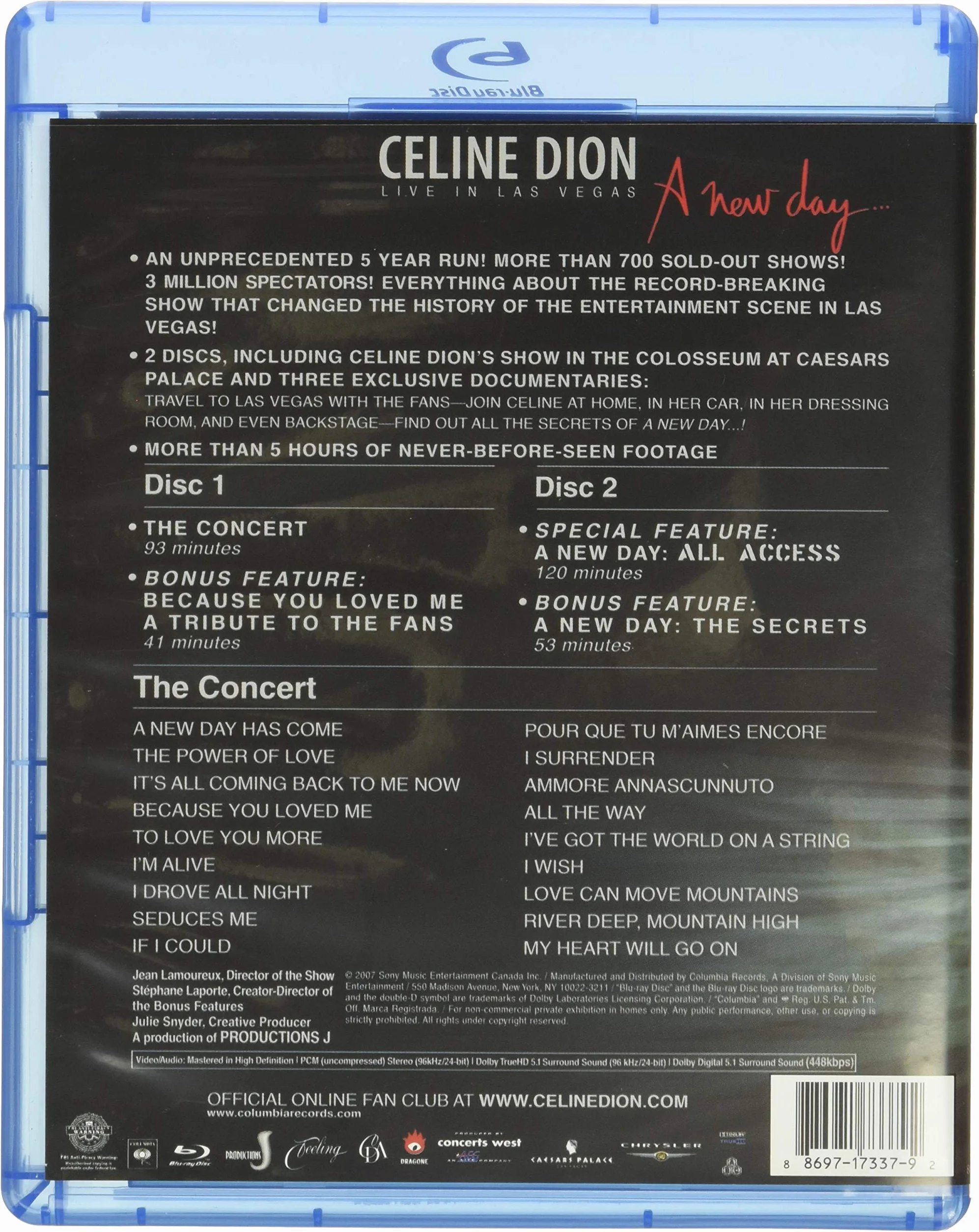 Céline Dion Live in Las Vegas A New Day Blu-Ray Import