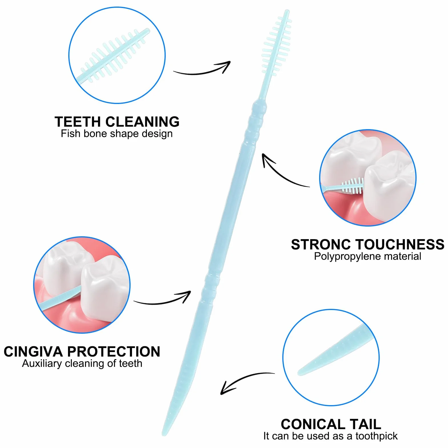 Cure dents plastique double tête fil dentaire brosse interdentaire portable boîte 240 pièces