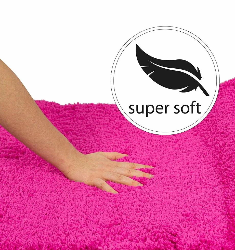 PANA Tapis de Bain Moelleux Antidérapant Lavable 50x80 cm Rose