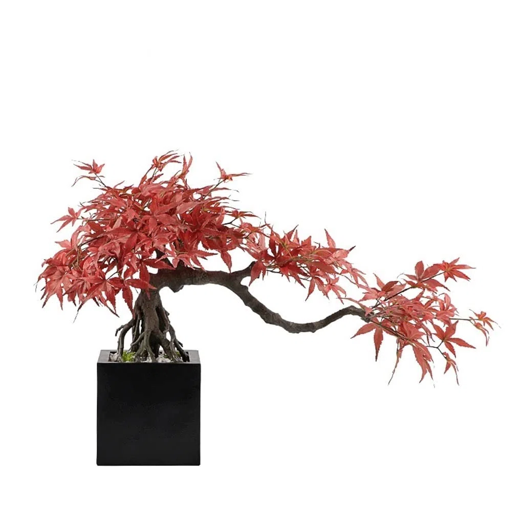 Bonsaï Artificiel Simulation Artificielle Rouge érable Fausse Plante for Salon Bureau et Ornements de Faux Maison Plantes Faux Arbre D'intérieur