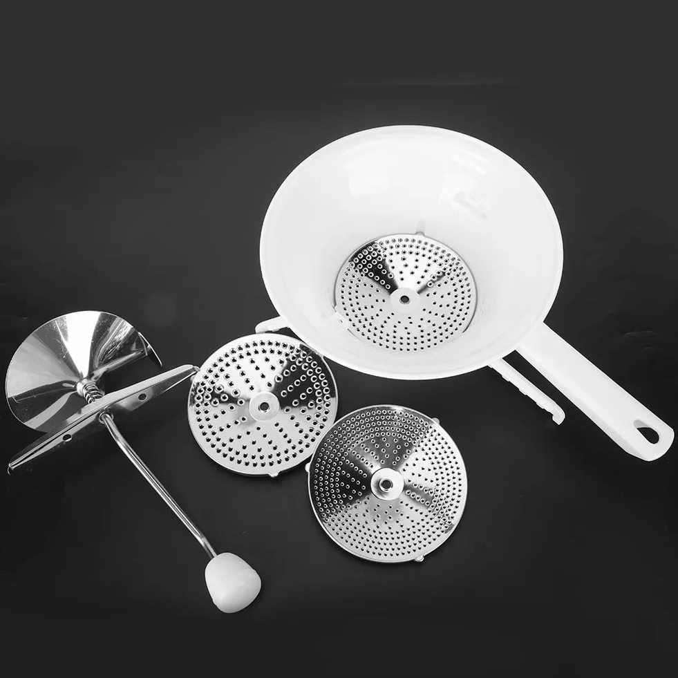 Mélangeur Manuel Broyeur Aliments Acier Inoxydable 3 Disques Broyage Moulin Rotatif Sauce Tomate Compote Pommes Purée
