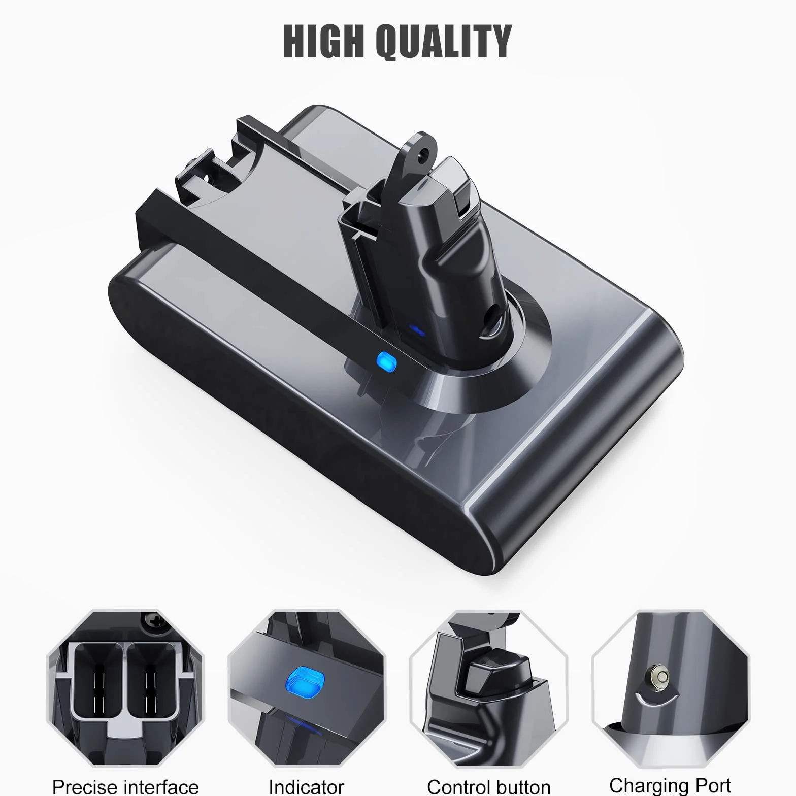 Batterie 6000mAh avec Affichage de la Charge Restante pour Dyson V6 DC62 DC59 DC61 DC58 DC72 Aspirateur à Main Remplacement SV03 SV09 SV05 SV06 SV07 avec 2 Filtres