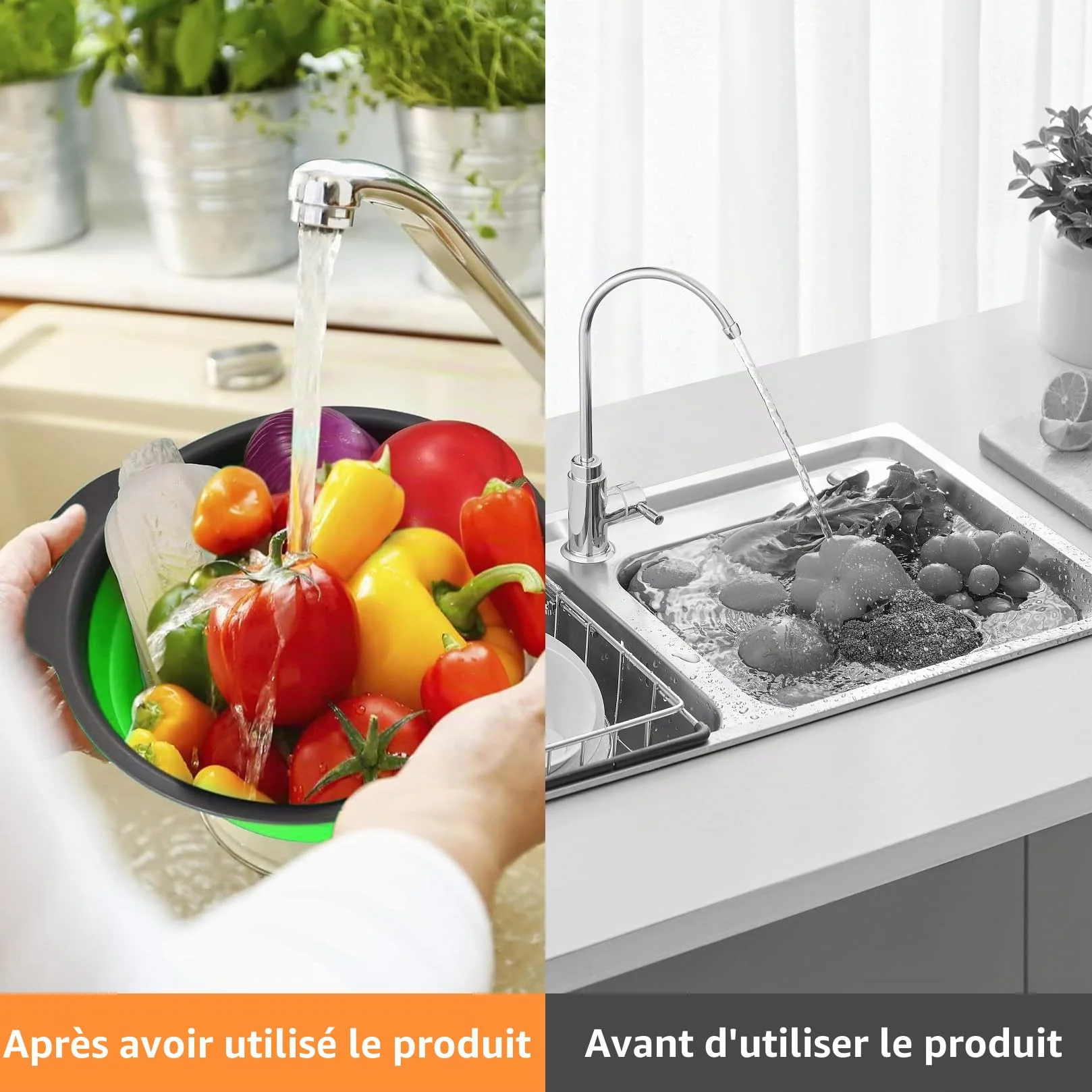 Passoires de cuisine pliables lot de 3 camping salades fruits lave-vaisselle