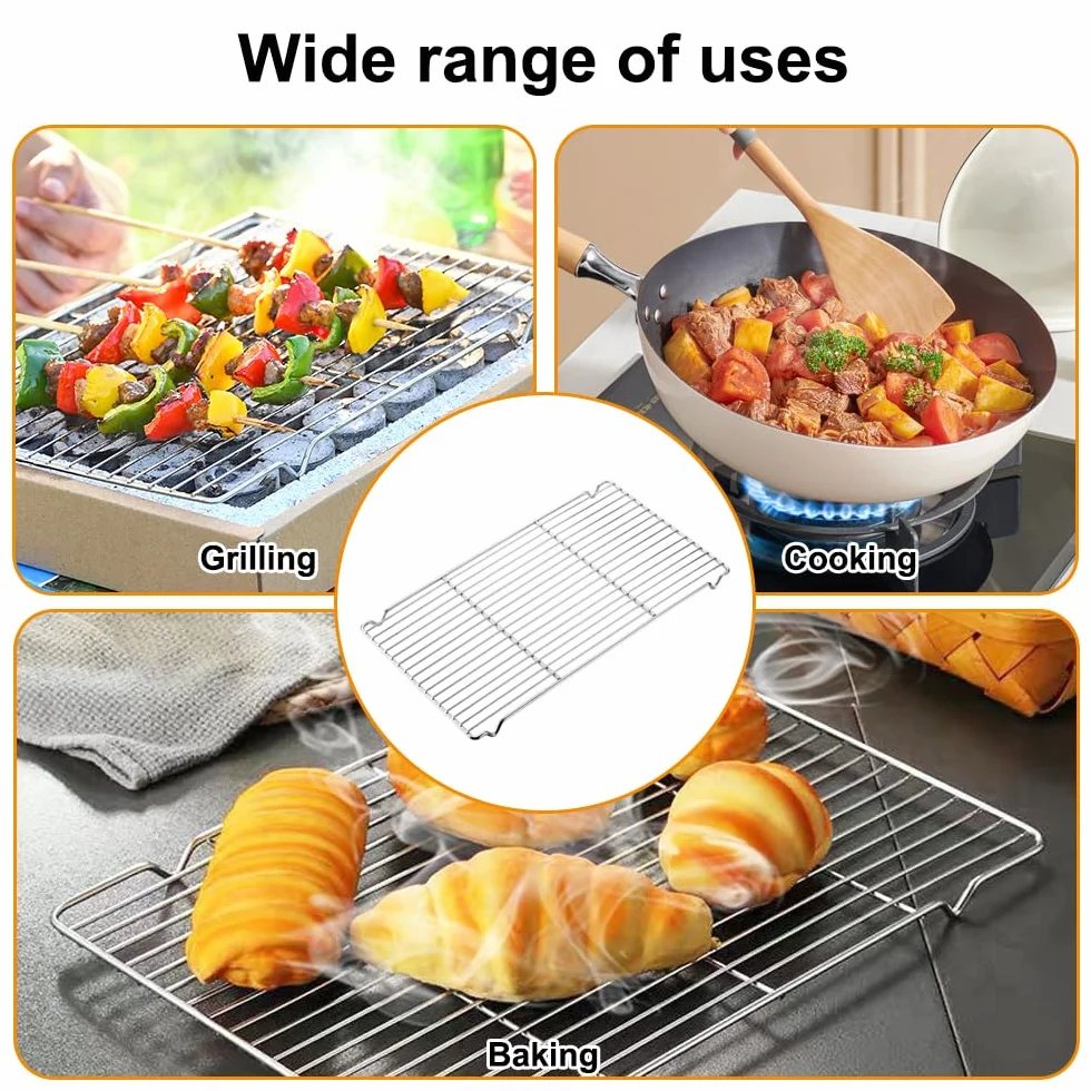 Grille de Refroidissement Patisserie Inox 41x20 cm 2 Pièces Rectangulaire pour Cuisson Gâteaux Biscuits Pain