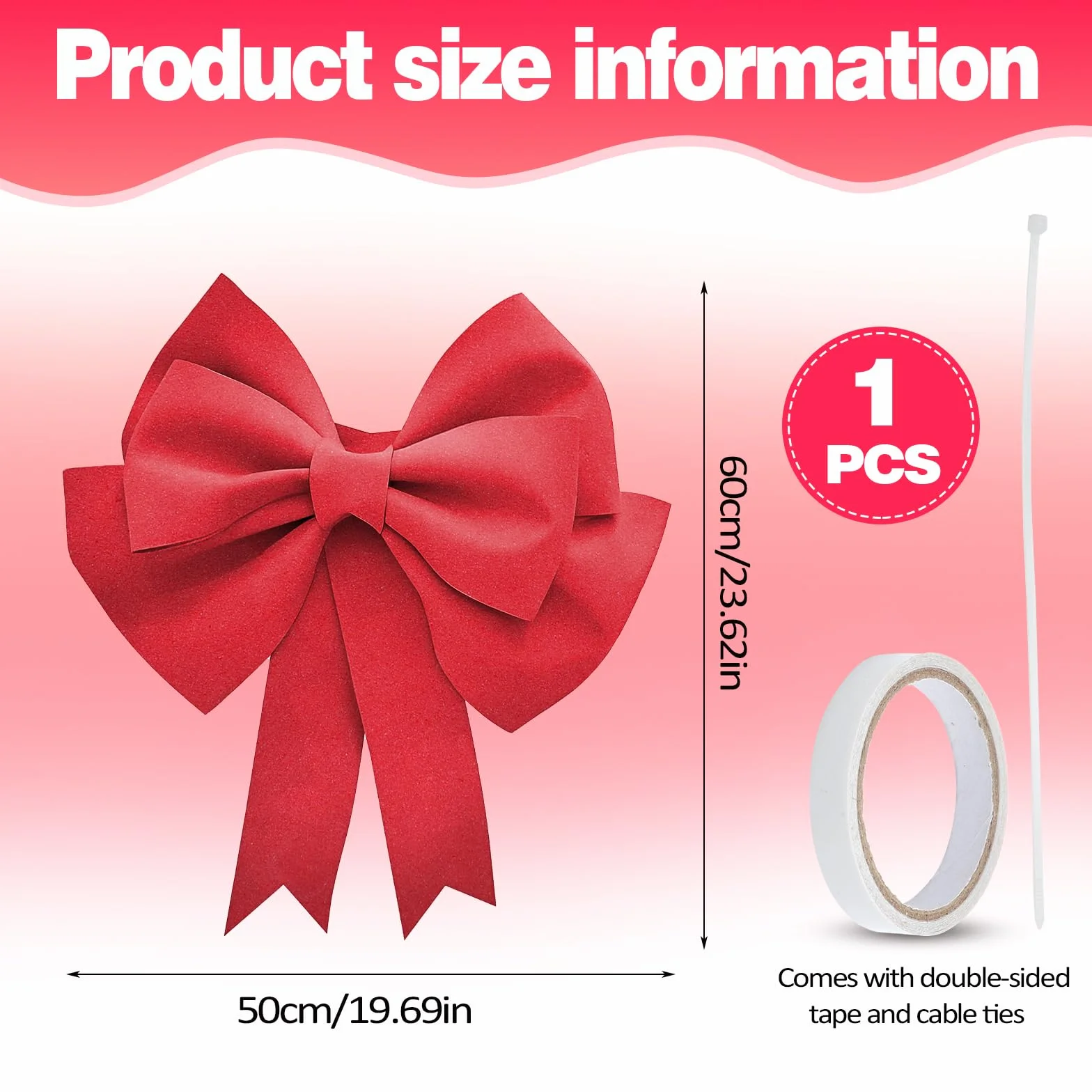 VOSSOT Nœud décoratif Extra Large 50x60cm Ruban adhésif Attaches Décoration Noël Mariage Fête