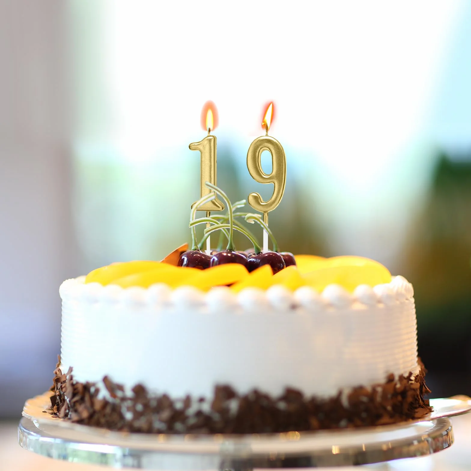 Lot de 10 bougies d'anniversaire à chiffres 0-9 paillettes or champagne pour gâteau