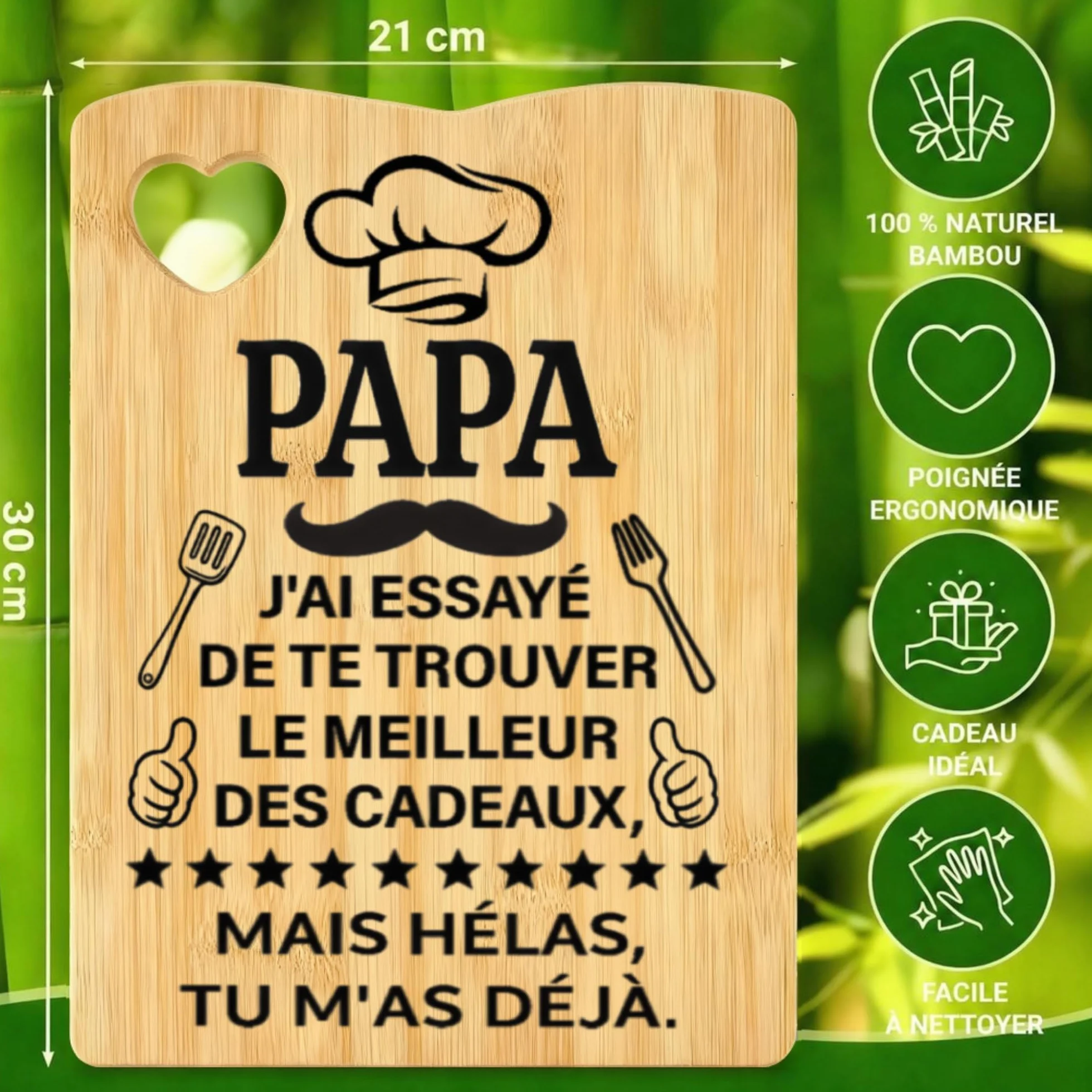 Cadeau Papa Planche à Découper en Bambou, Cadeaux Fête des Pères