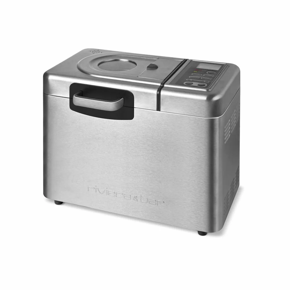 Machine à Pain Sans Gluten 820W 14 Programmes Pétrin Auto-Rabattable Écran LCD Inox