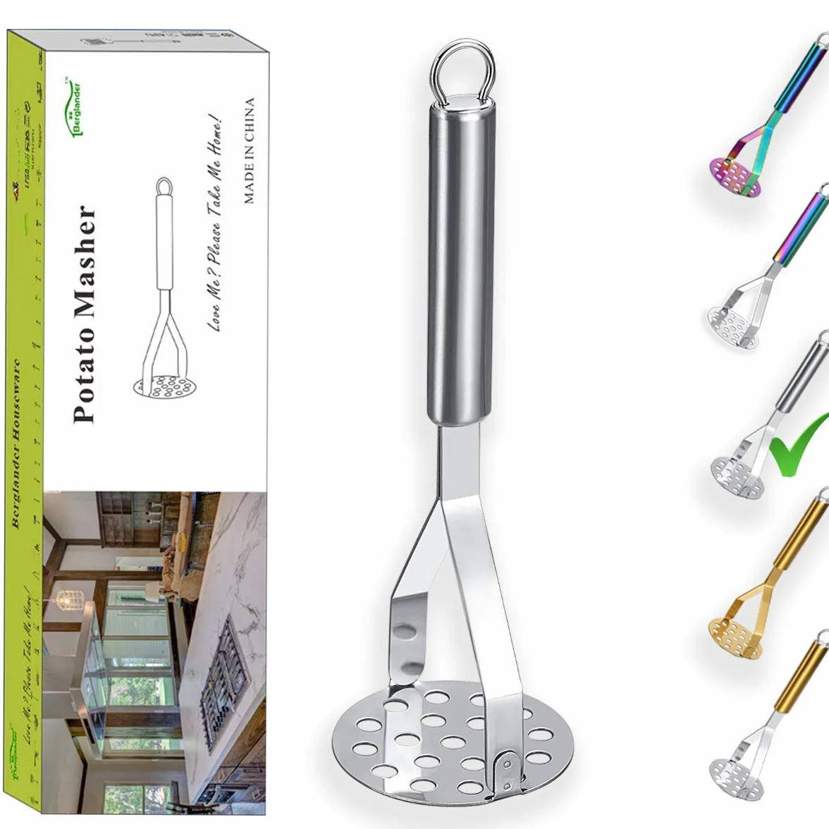 Presse-purée Berglander en acier inoxydable robuste Ustensile à main