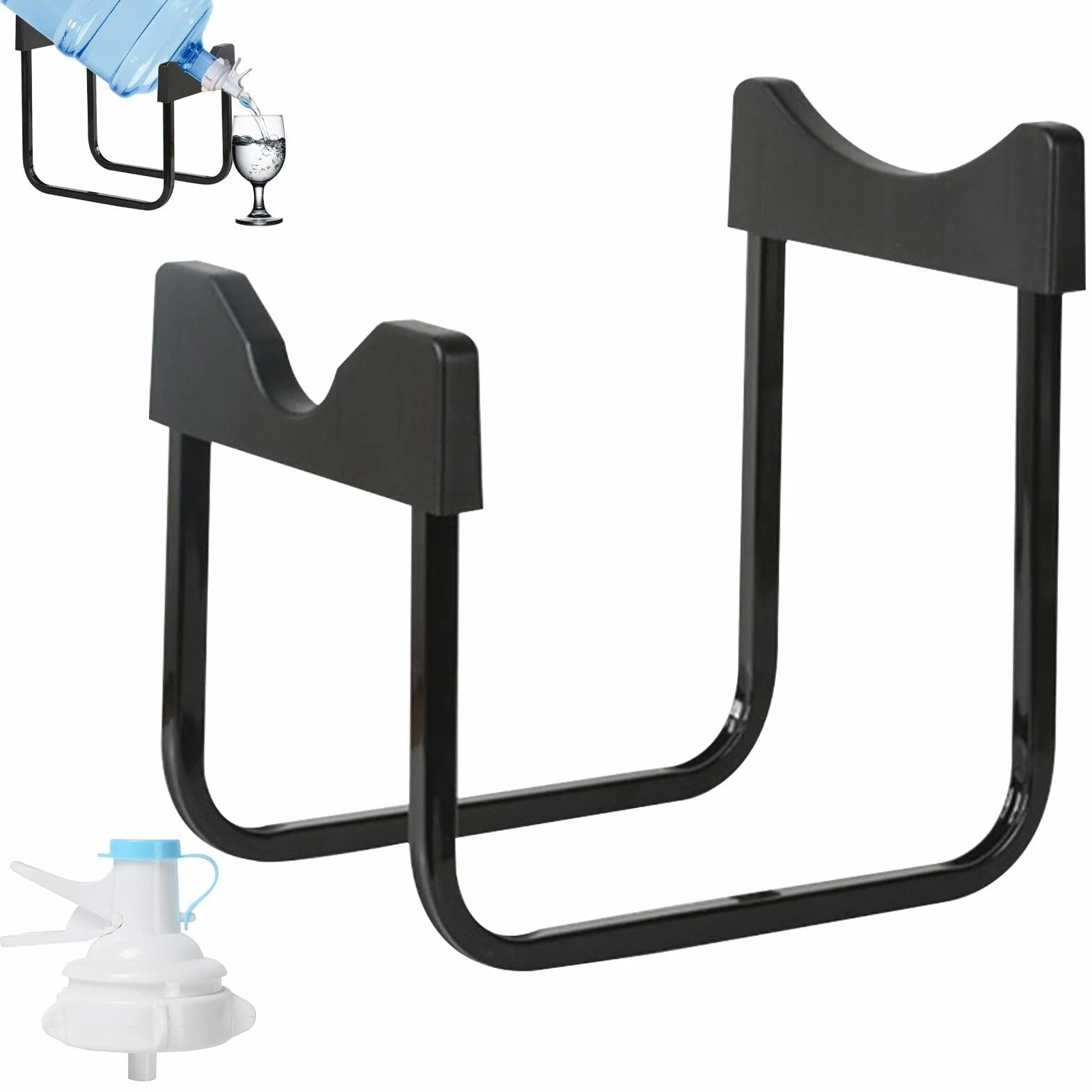 Porte-Bouteille d'3 à 5 gallons Support Distributeur d'eau Anti-Fuite Bec réutilisable Compatible Bouche Bouteille Non filetée