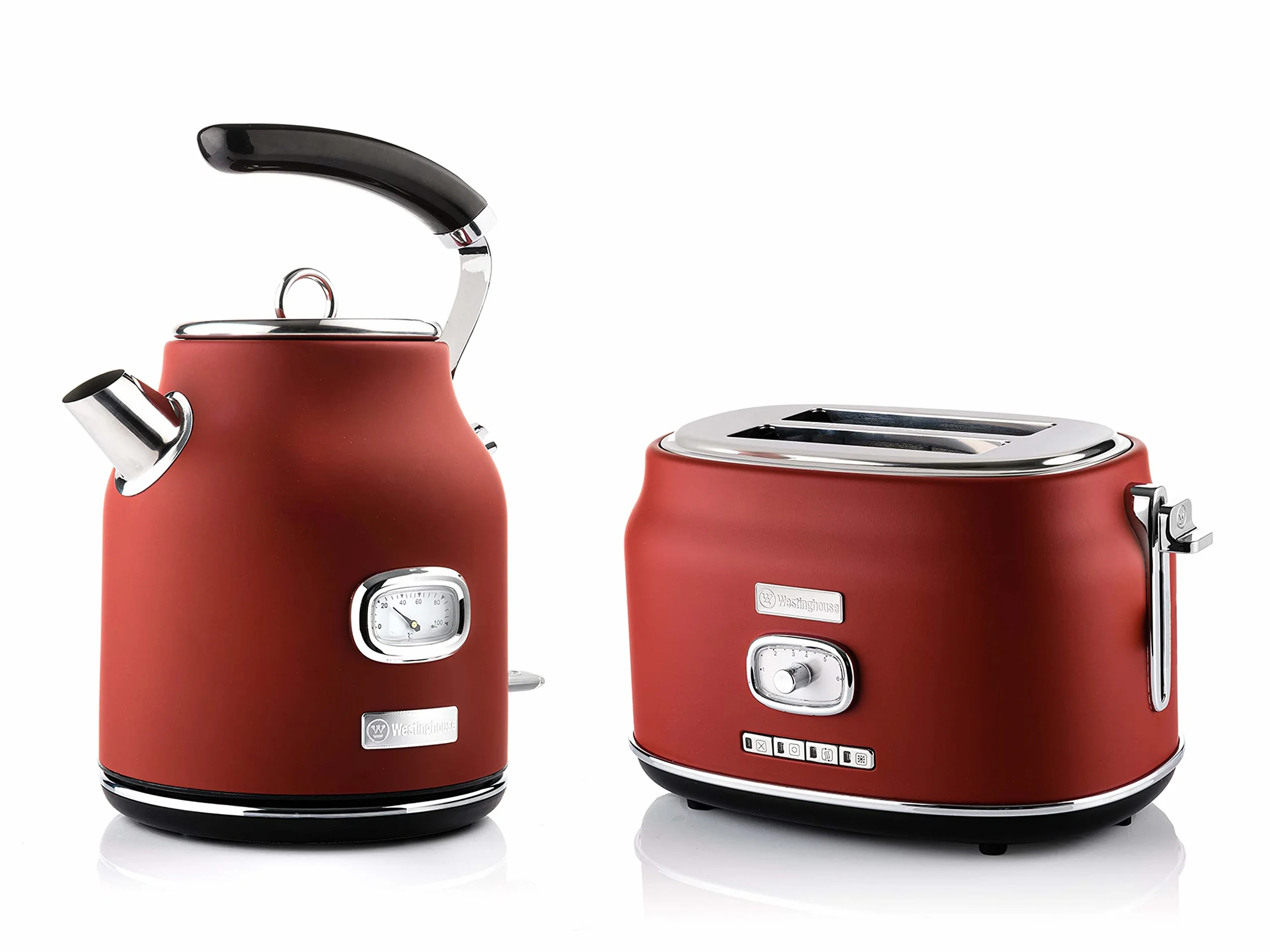 Westinghouse Retroline Set petit-déjeuner rouge grille-pain bouilloire 1,7 l filtre anti-calcaire protection surchauffe
