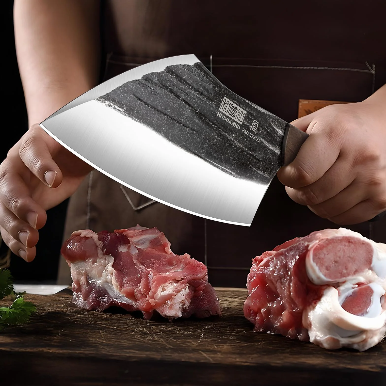 HOSHANHO Hachoir de 15,2 cm forgé à la main - Couteau de boucher pour viande, cuisine et camping