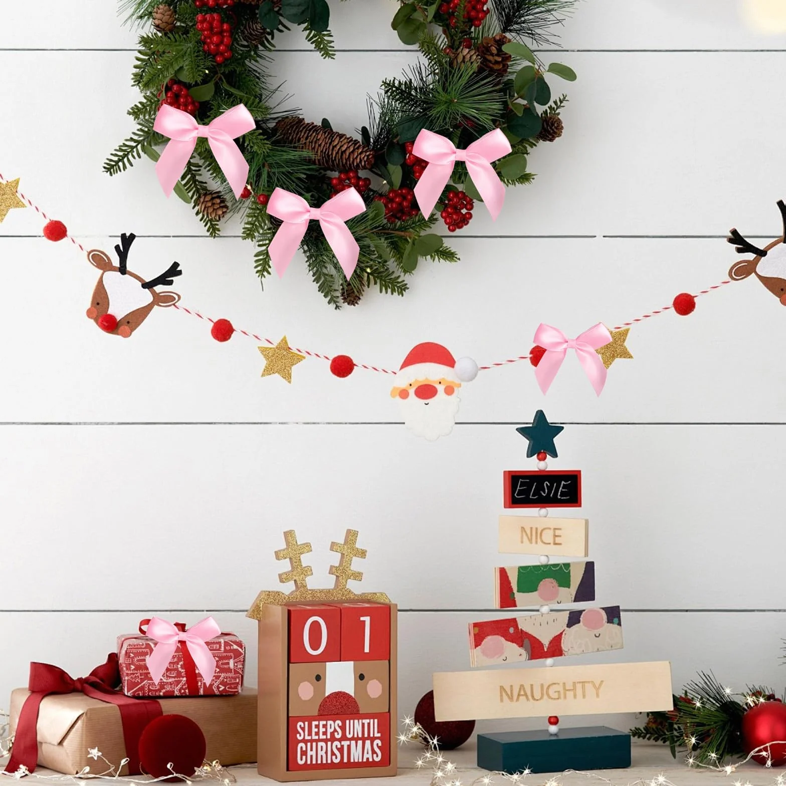 Nœuds Décoratifs Autocollants en Satin Rose pour Cadeaux Mariages Saint-Valentin Noël