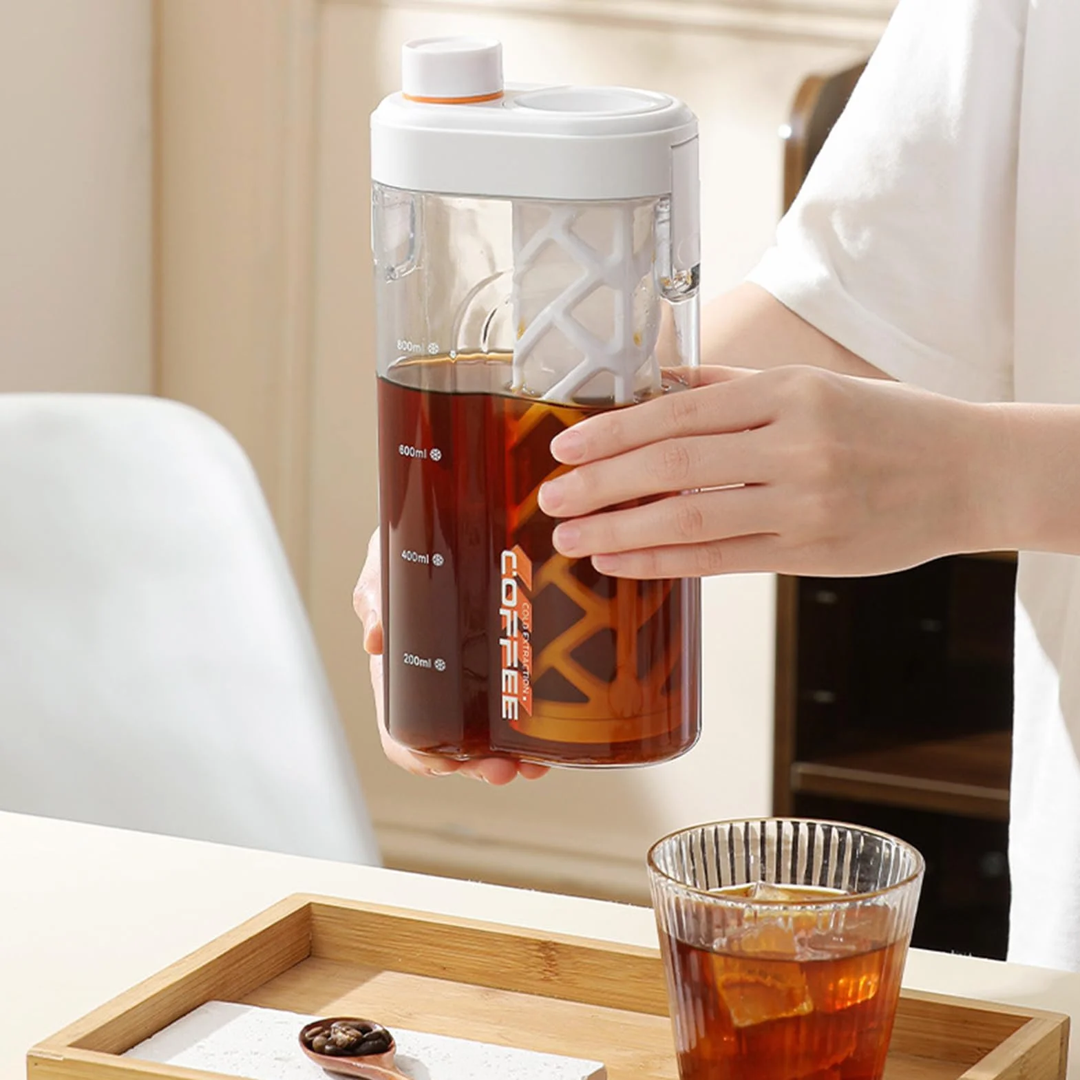 Machine à Café Cold Brew, Préparateur De Café Froid, Bouteille Hermétique Avec Filtre Fin 350 Mesh Portable