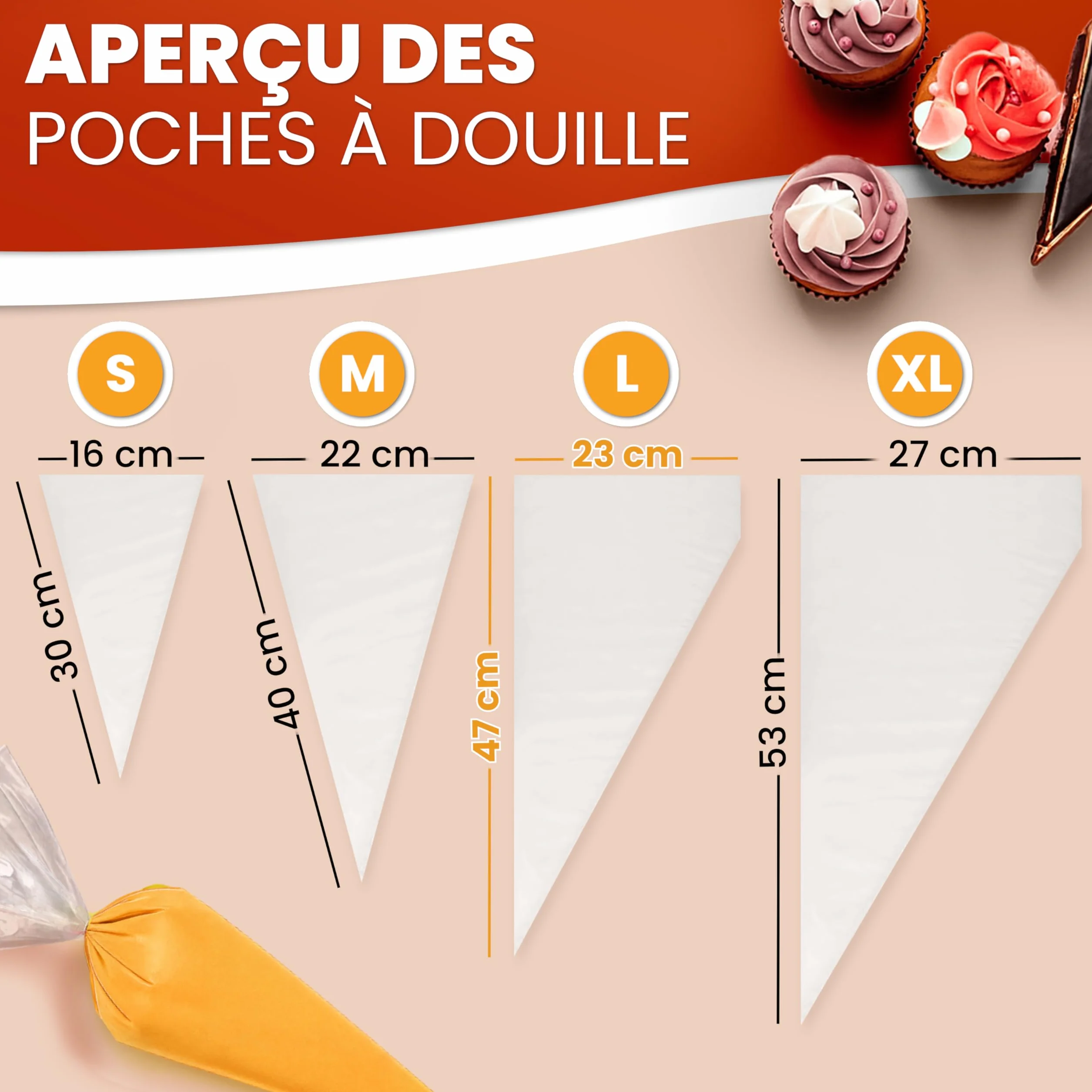Poches à Douilles Jetables Professionnelles LDPE recyclé 47 cm 100 pièces