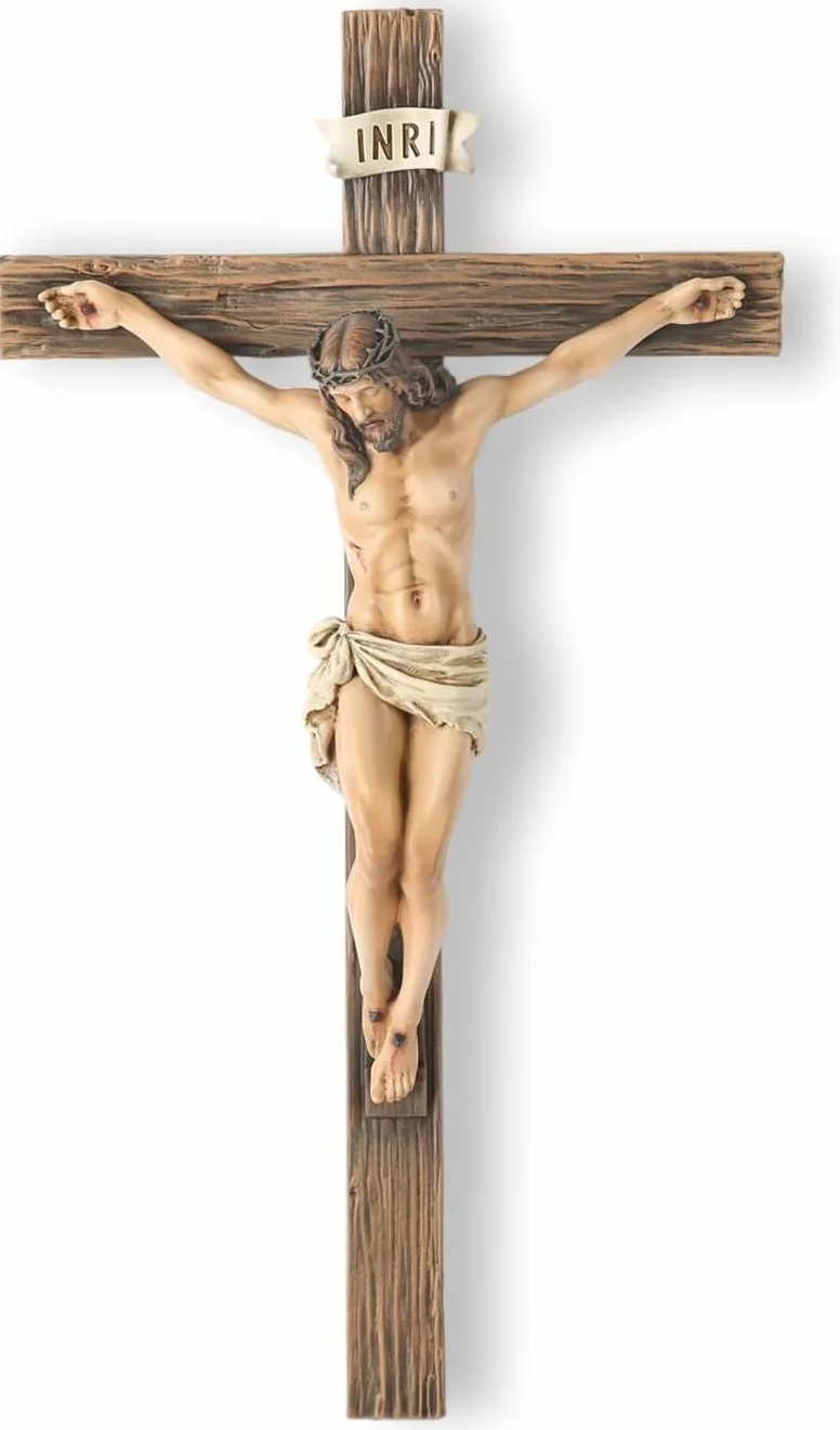 NOVACENTIX Croix murale catholique Jésus-Christ 25,4 cm Sculpture Renaissance faite à la main