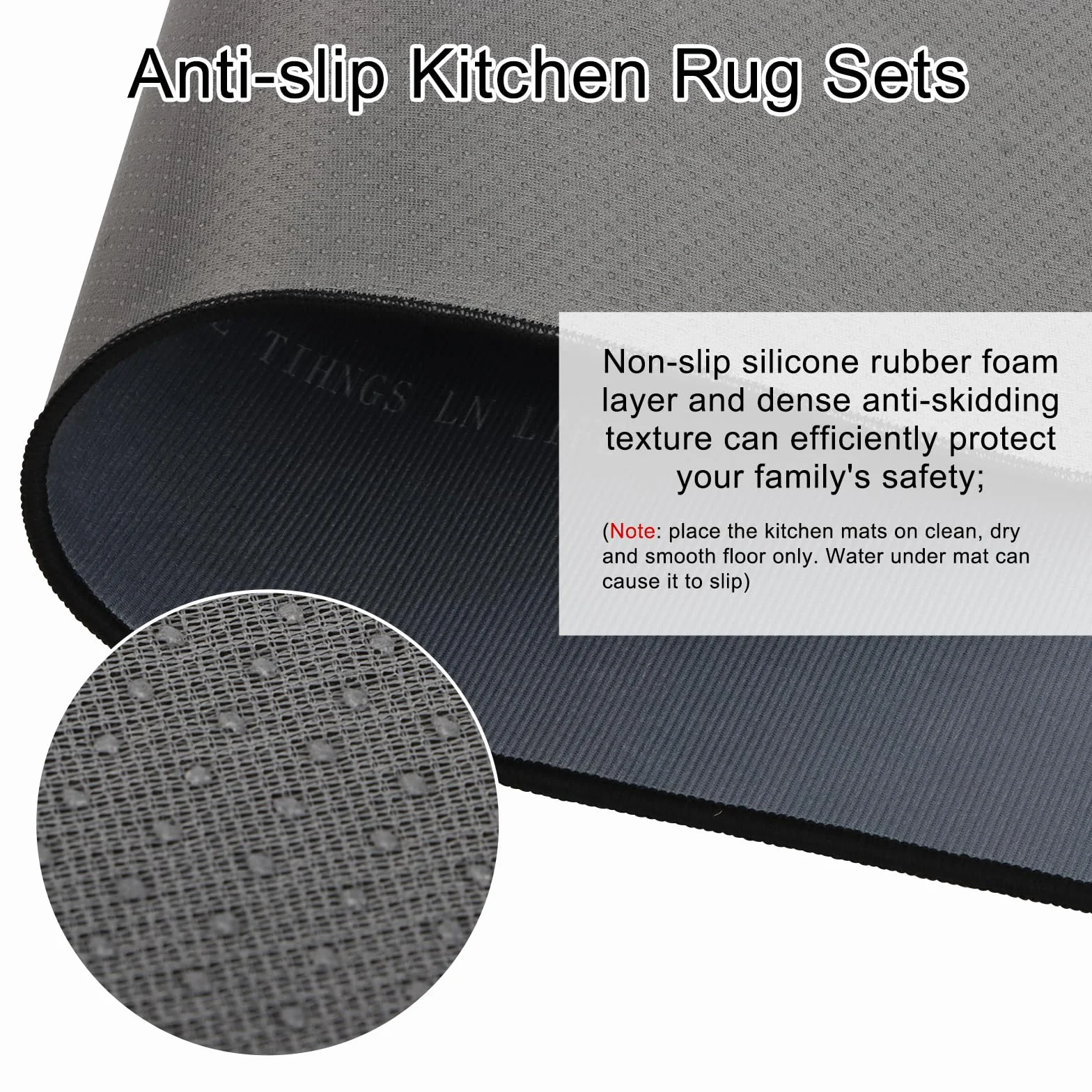 Ensemble de Tapis de Cuisine Antidérapant Lavable 2 pièces 50x80 + 50x150 cm