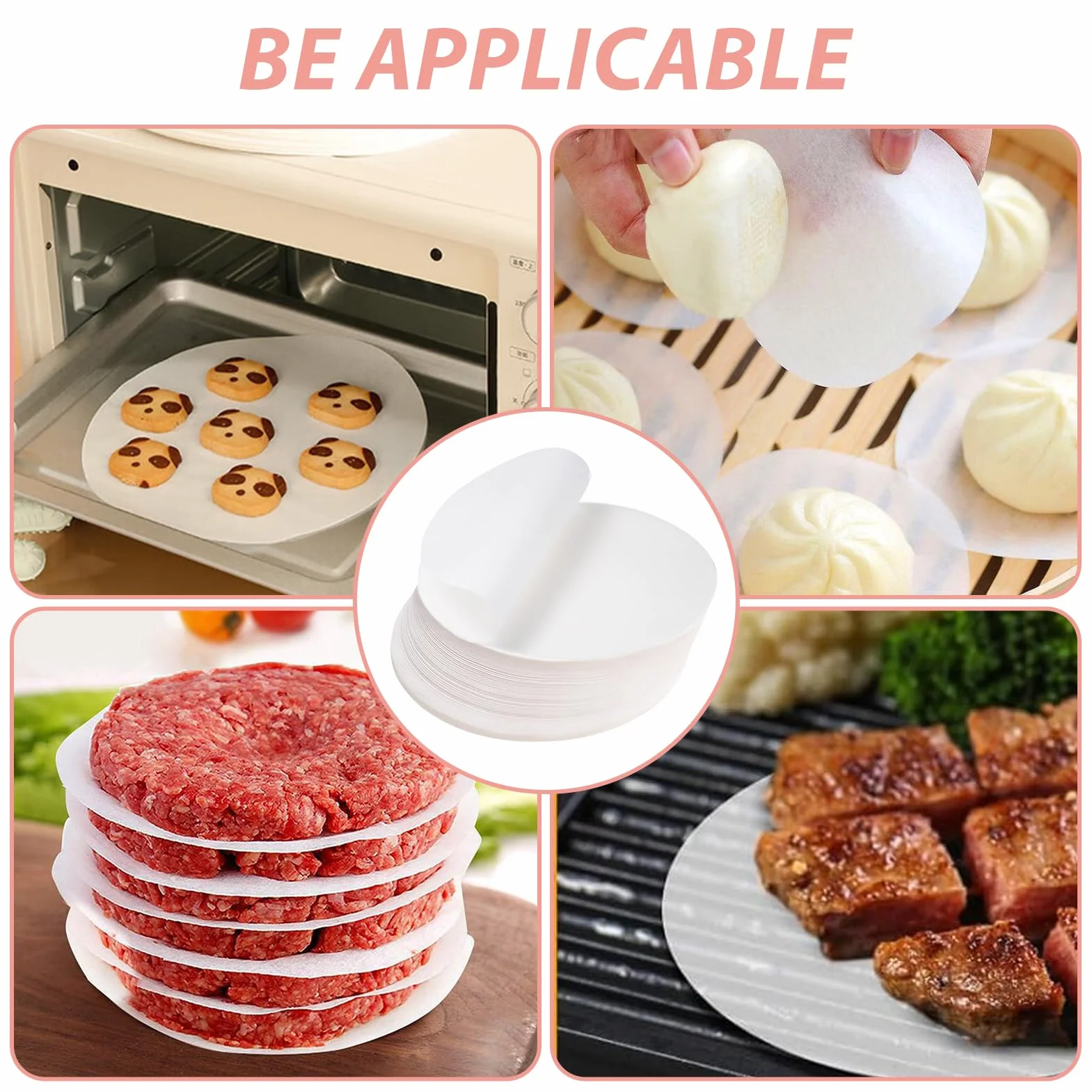JINSIHU Papier Parchemin Antiadhésif 500 Pièces 11cm Rond pour Burgers Steaks Hachés Barbecue