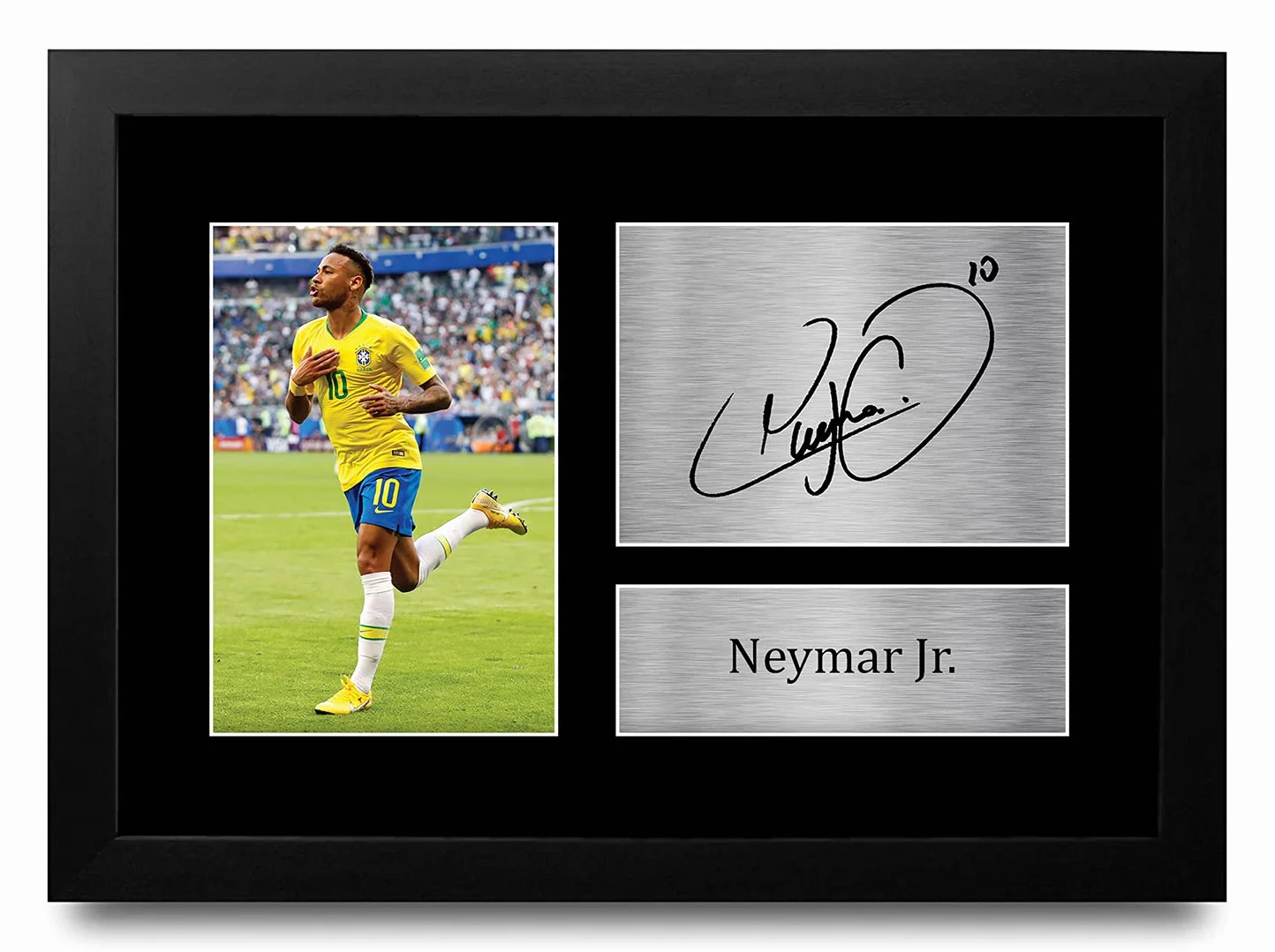 Neymar Jr Brazil A4 photo autographe signée encadré cadeau football fans supporters