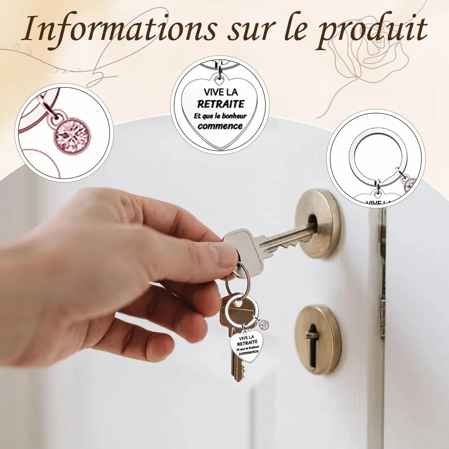 Sac Cabas Toile Robuste Porte-Clés Cadeau Retraite Femme