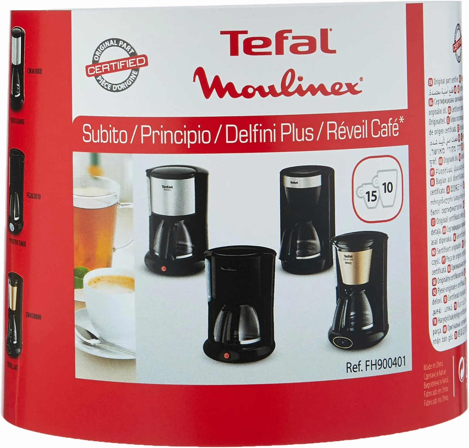 Moulinex Verseuse 1.25L Noire 15 Tasses Compatible Cafetière Subito Principio Delfini Plus Réveil Café