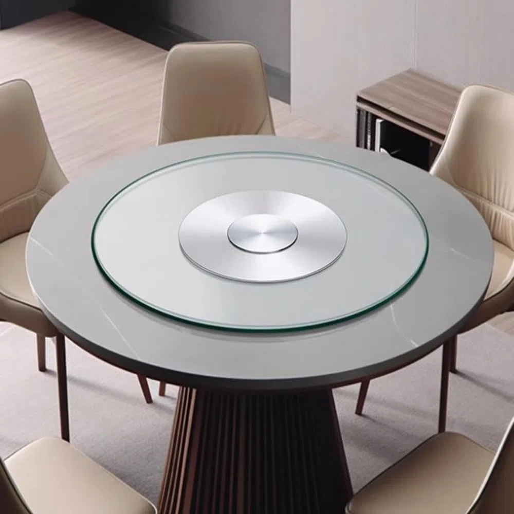Plateau Tournant en Verre Épais De 30" Et 40" pour Table À Manger, Plateau De Service Rond Et Lisse en Verre Trempé (90 Cm/36 Pouces)
